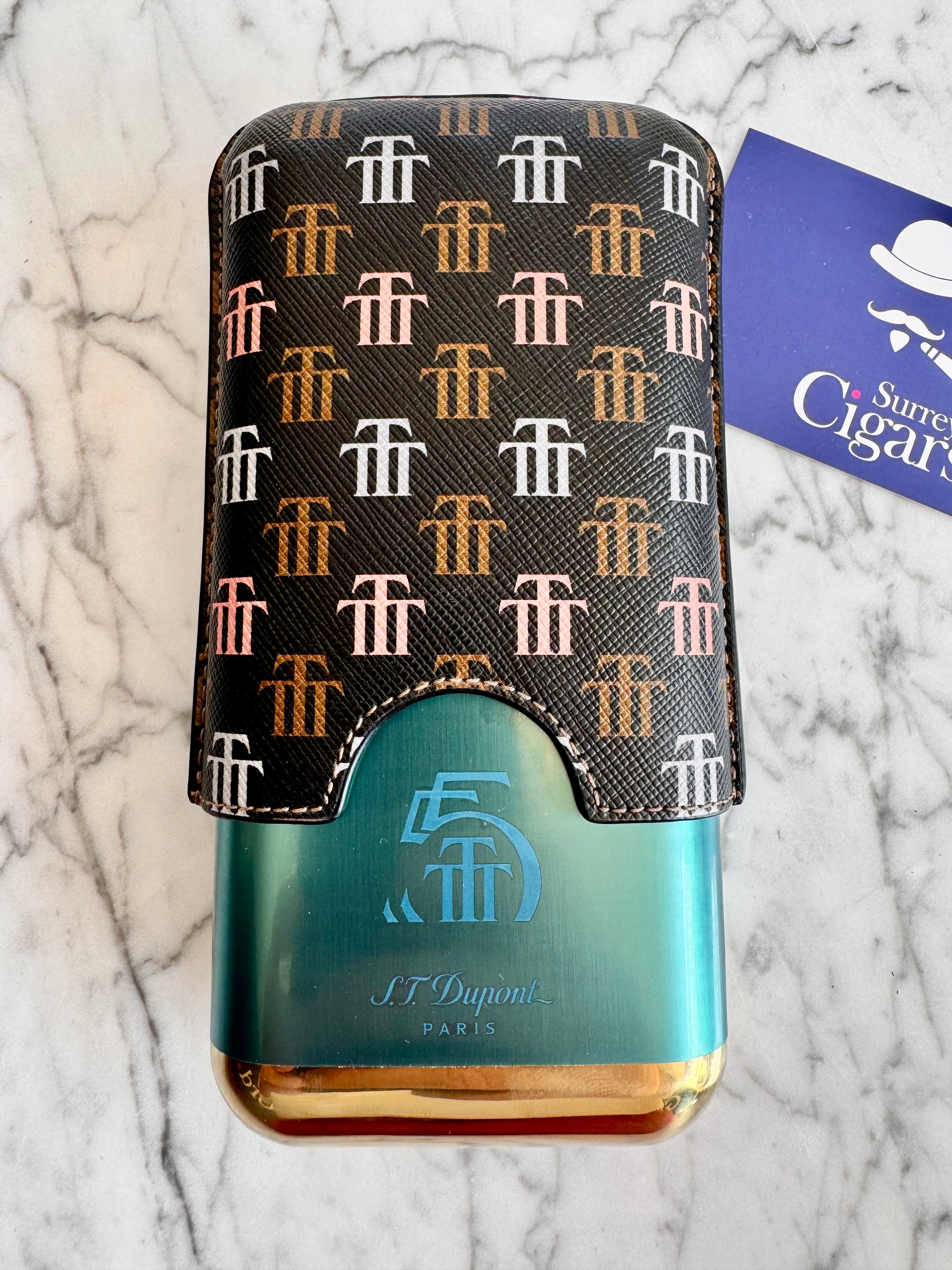 S.T. Dupont Cigar case for 3 Cigars Gold Metal Base Cigar Case - Trinidad Golden 55th Anniversary