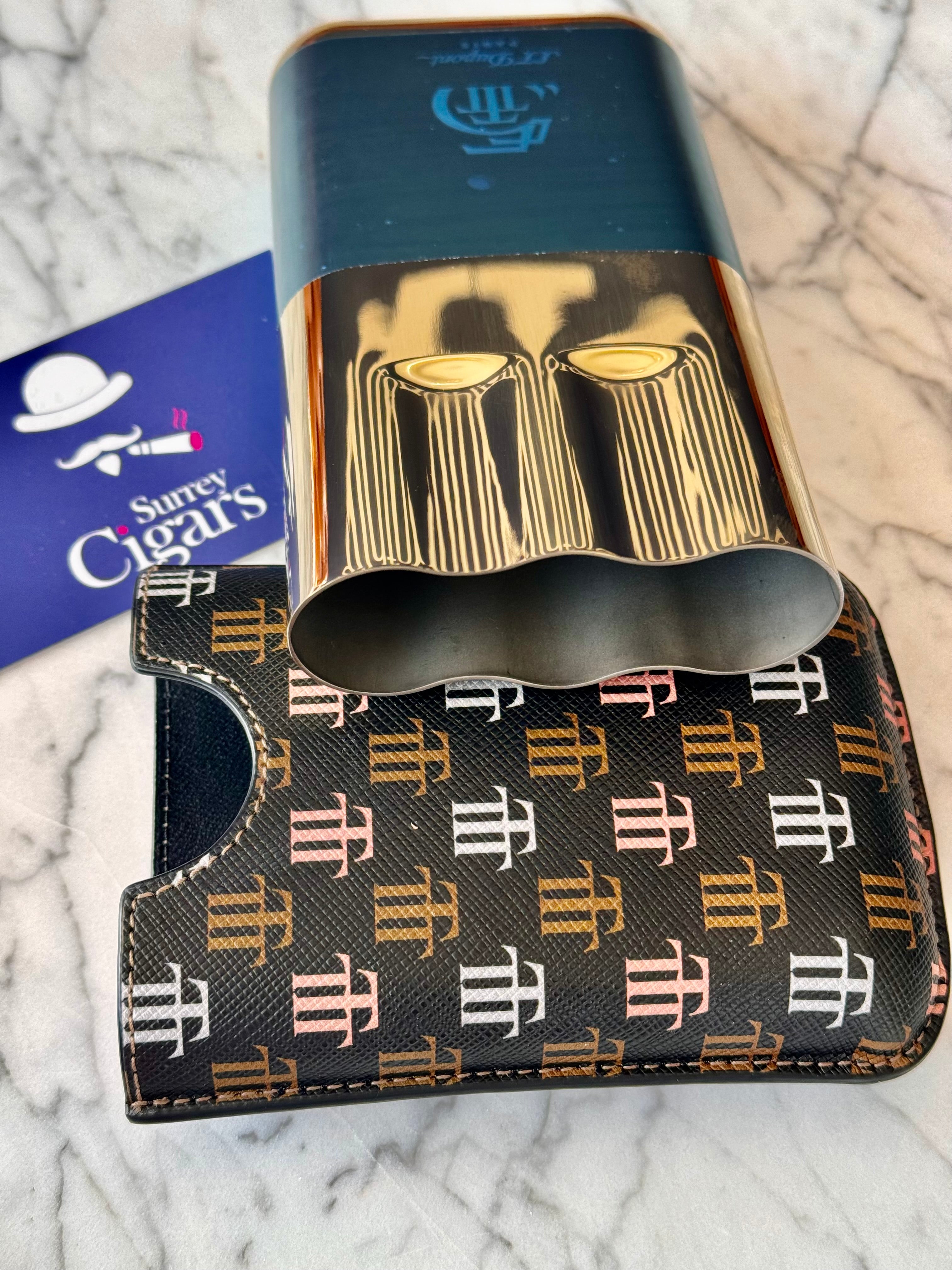 S.T. Dupont Cigar case for 3 Cigars Gold Metal Base Cigar Case - Trinidad Golden 55th Anniversary