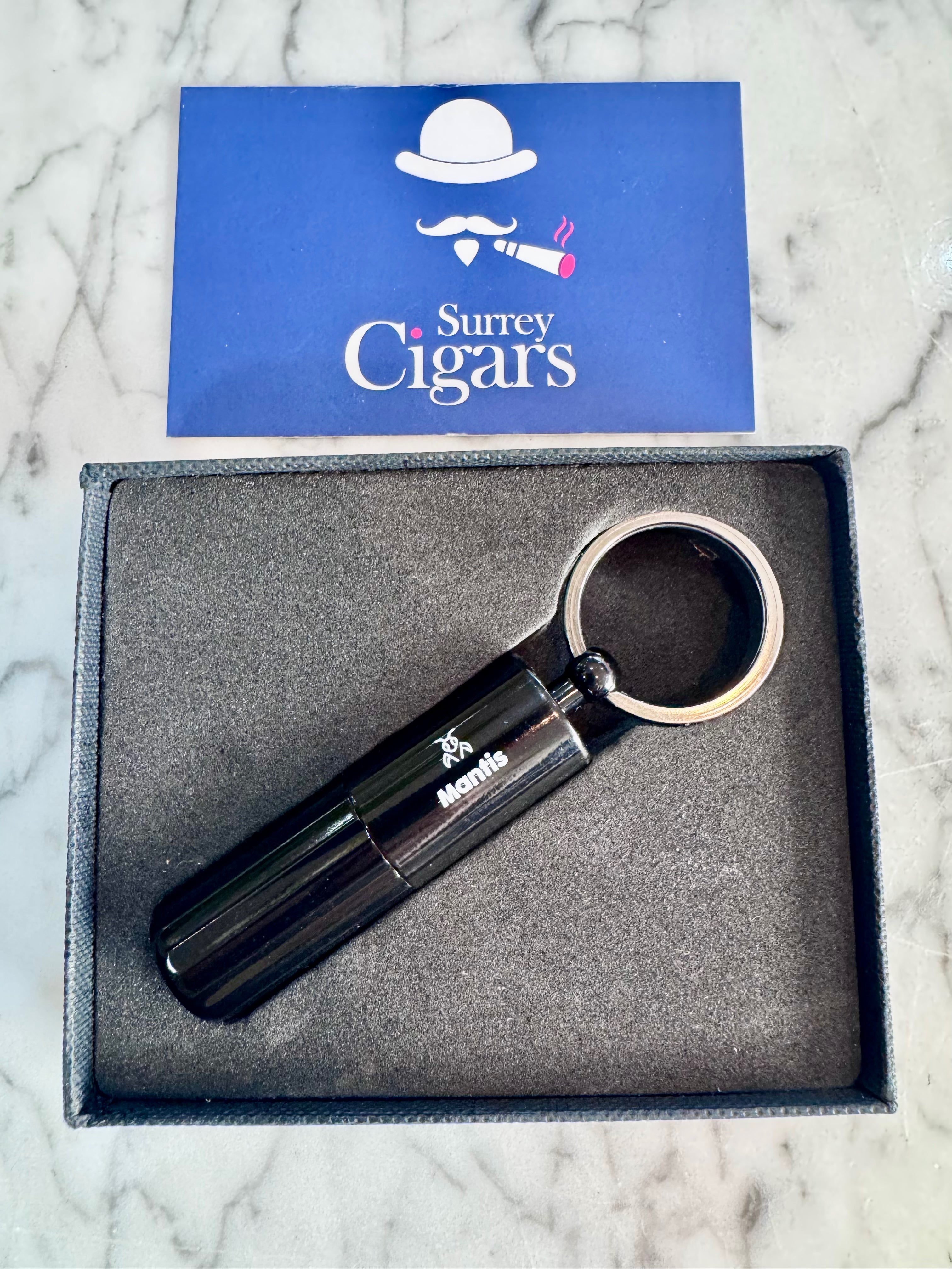 Mantis - Gemini - Double Cigar Cutter Punch 9mm & 7mm Circular Blade Keyring - Black