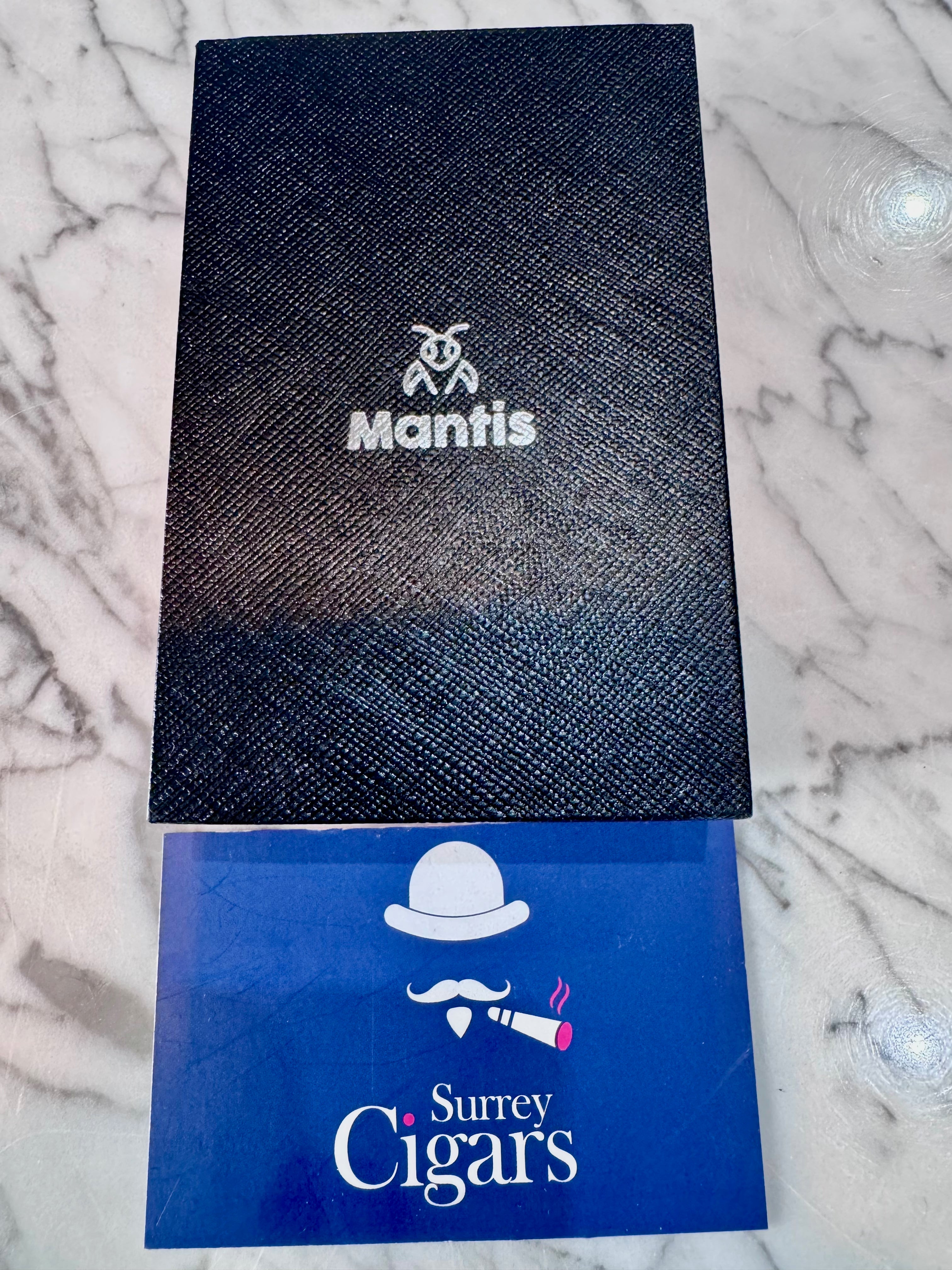 Mantis - Omni Multifunction Triple Jet Flame Lighter with V cutter, Cigar Punch Cutter, Draw enhancer and Cigar stand.  Blue