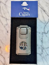 Mantis - Omni - Multifunction Triple Jet Flame Lighter with V cutter, Punch Cutter, Draw enhancer and Cigar stand. - Green
