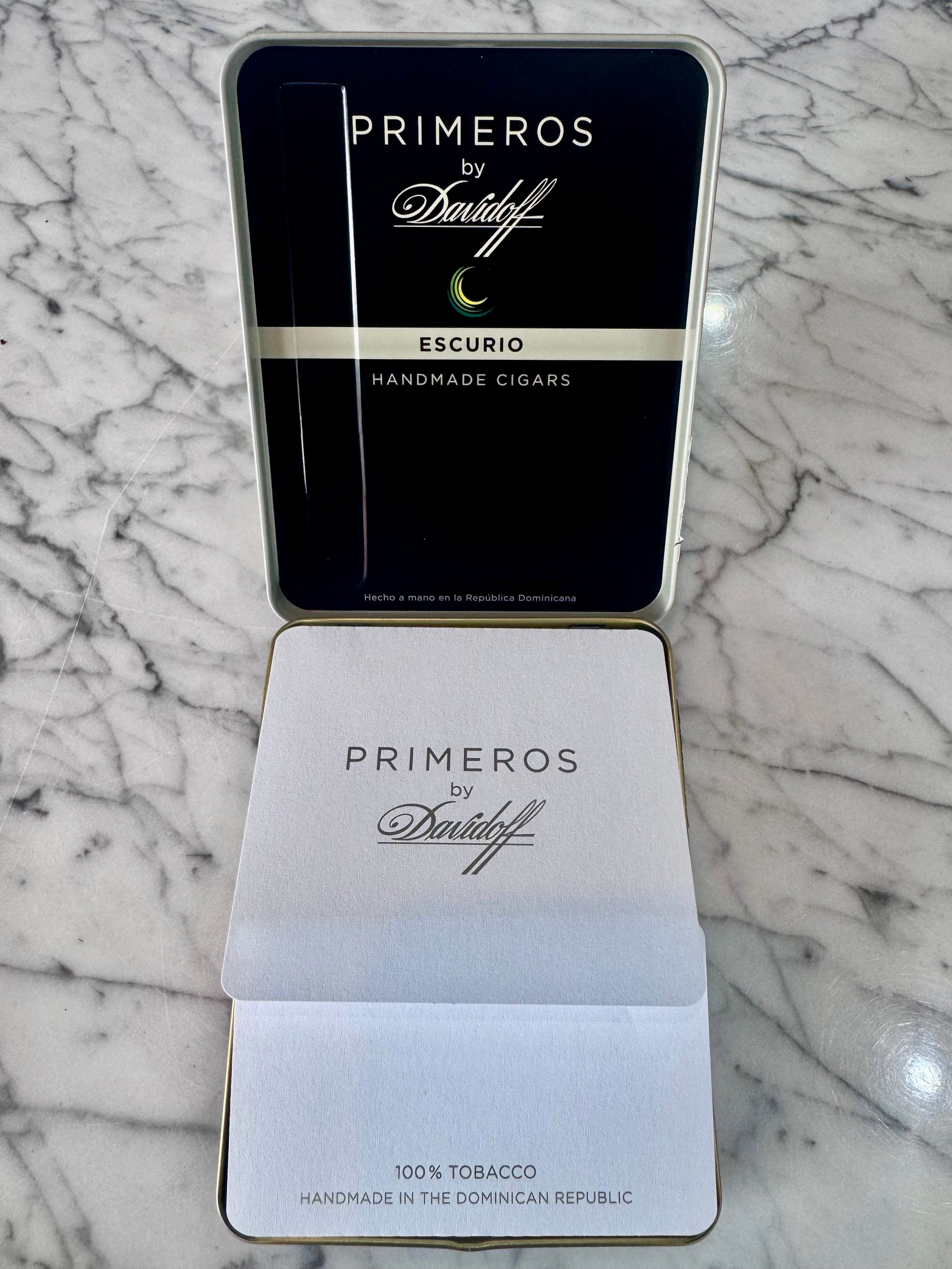Davidoff Primeros Escurio Petit Panetela. Tin of 6 Cigars