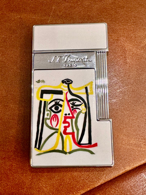 S.T. Dupont Slimmy Picasso  Limited Edition White and Chrome Lighter In Stock