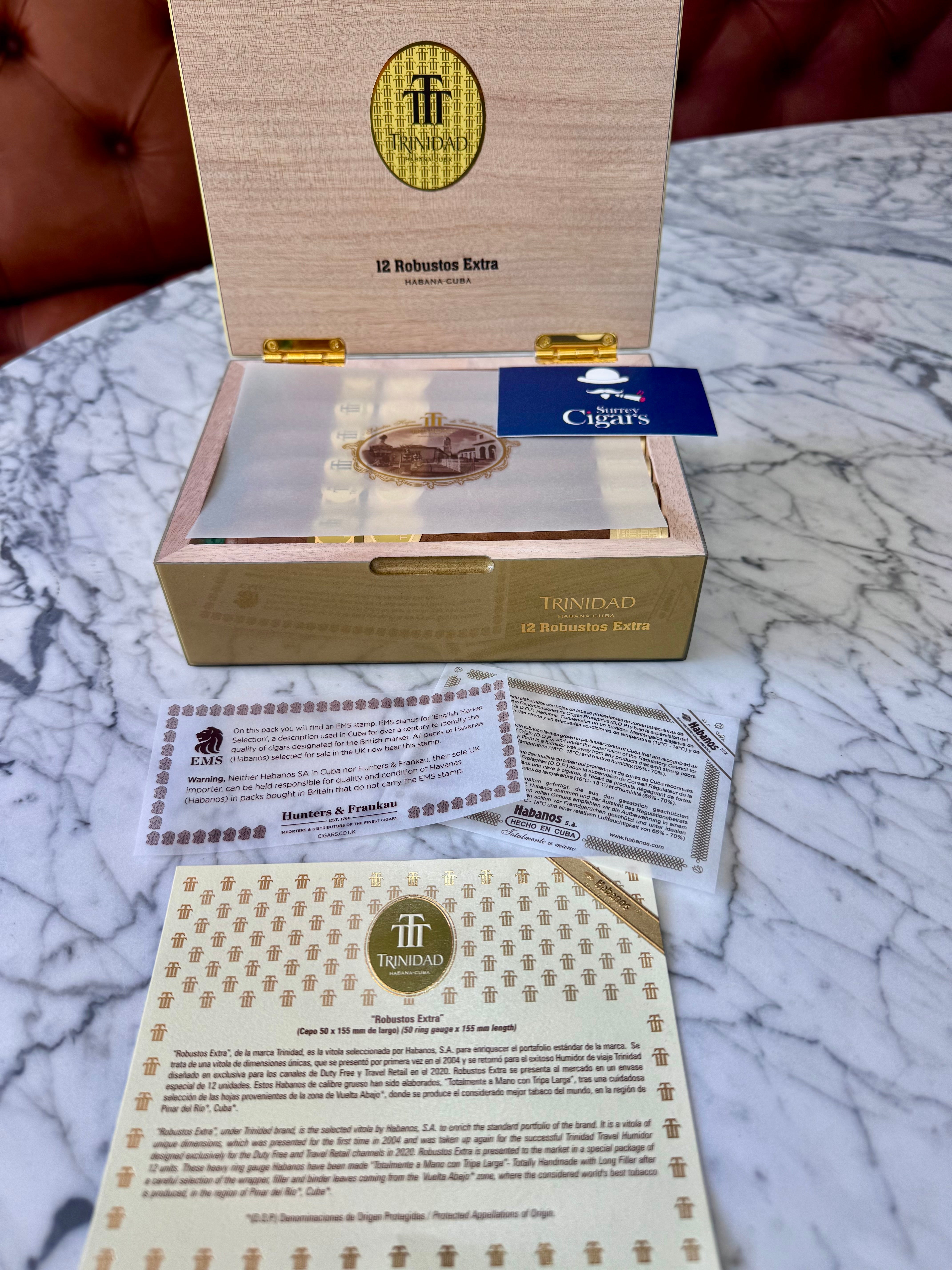 TRINIDAD ROBUSTO EXTRA Box of 12 Cigars  IN STOCK