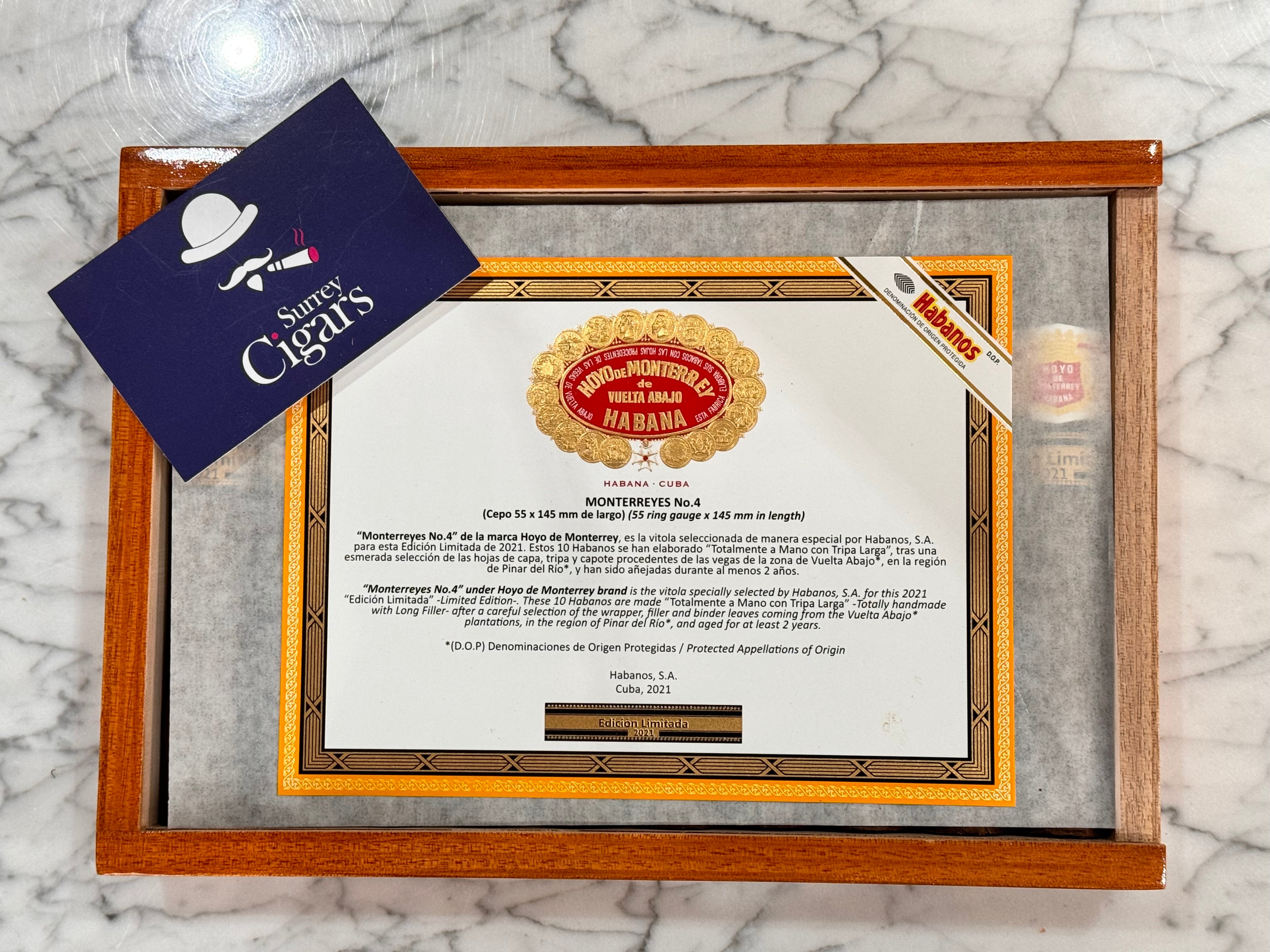 NOW SOLD OUT -  A special Cuban Cigar Dinner Event with the Limited Edition Hoyo de Monterrey Monterreyes No. 4 Edicion Limitada 2021 at The Weyside in Guildford