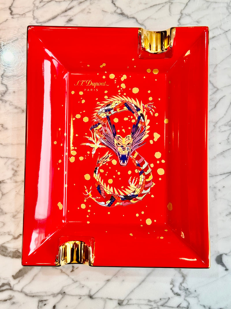 S.T. Dupont - 2024 The Year Of The Dragon Lucky 8 - Limited Edition Burgundy & Gold Cigar Ashtray
