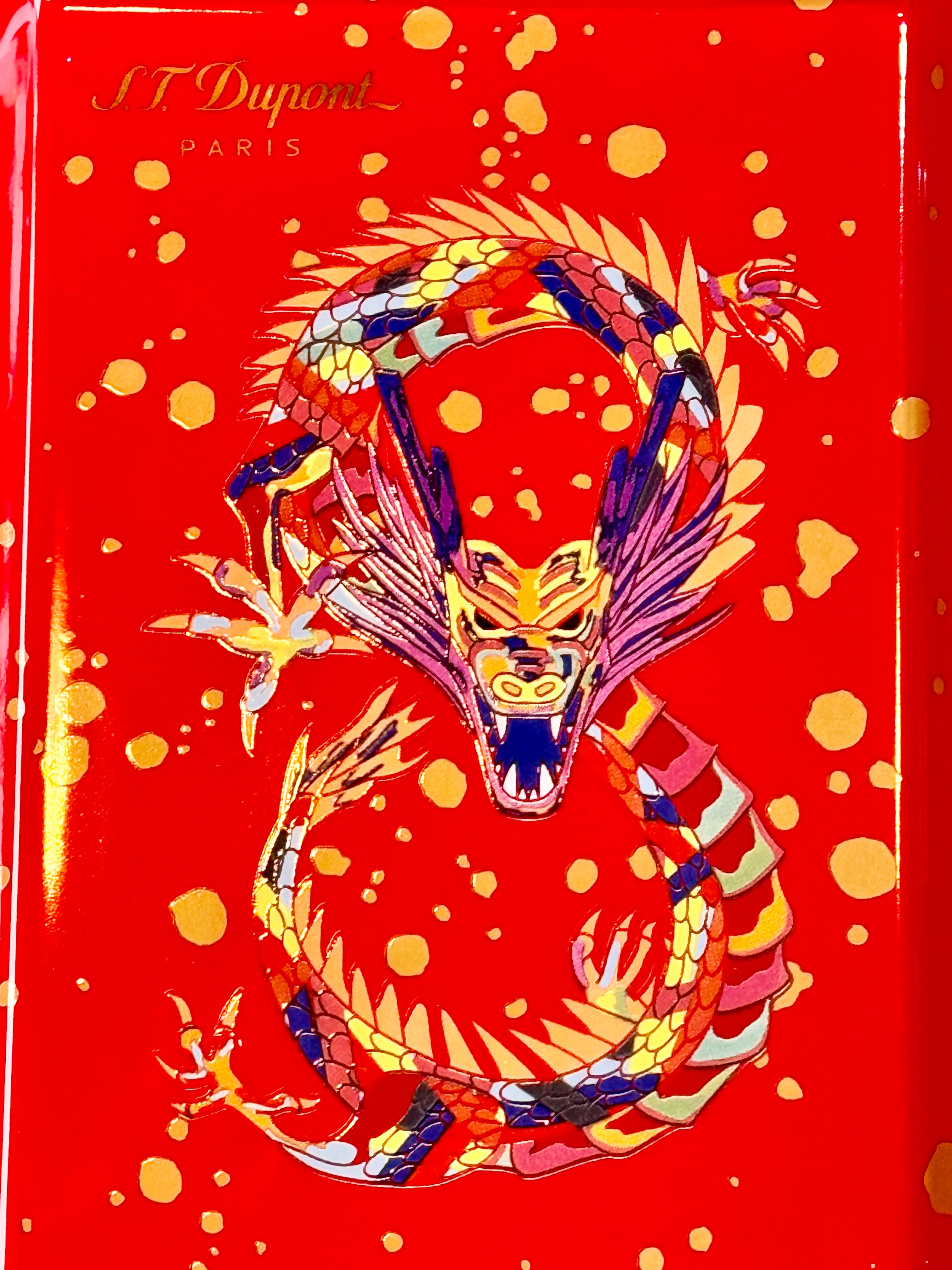 S.T. Dupont - 2024 The Year Of The Dragon Lucky 8 - Limited Edition Burgundy & Gold Cigar Ashtray 006486