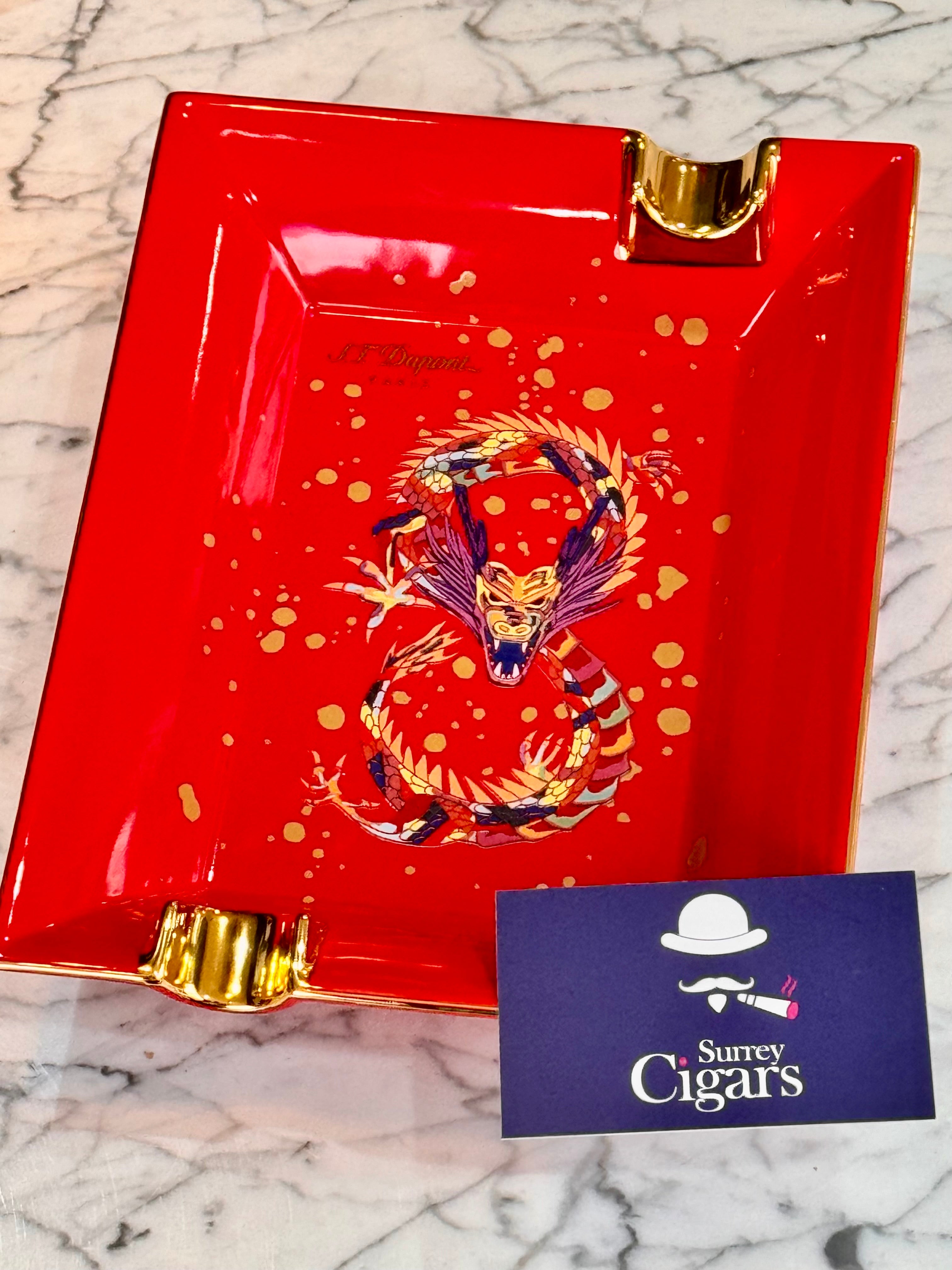 S.T. Dupont - 2024 The Year Of The Dragon Lucky 8 - Limited Edition Burgundy & Gold Cigar Ashtray 006486