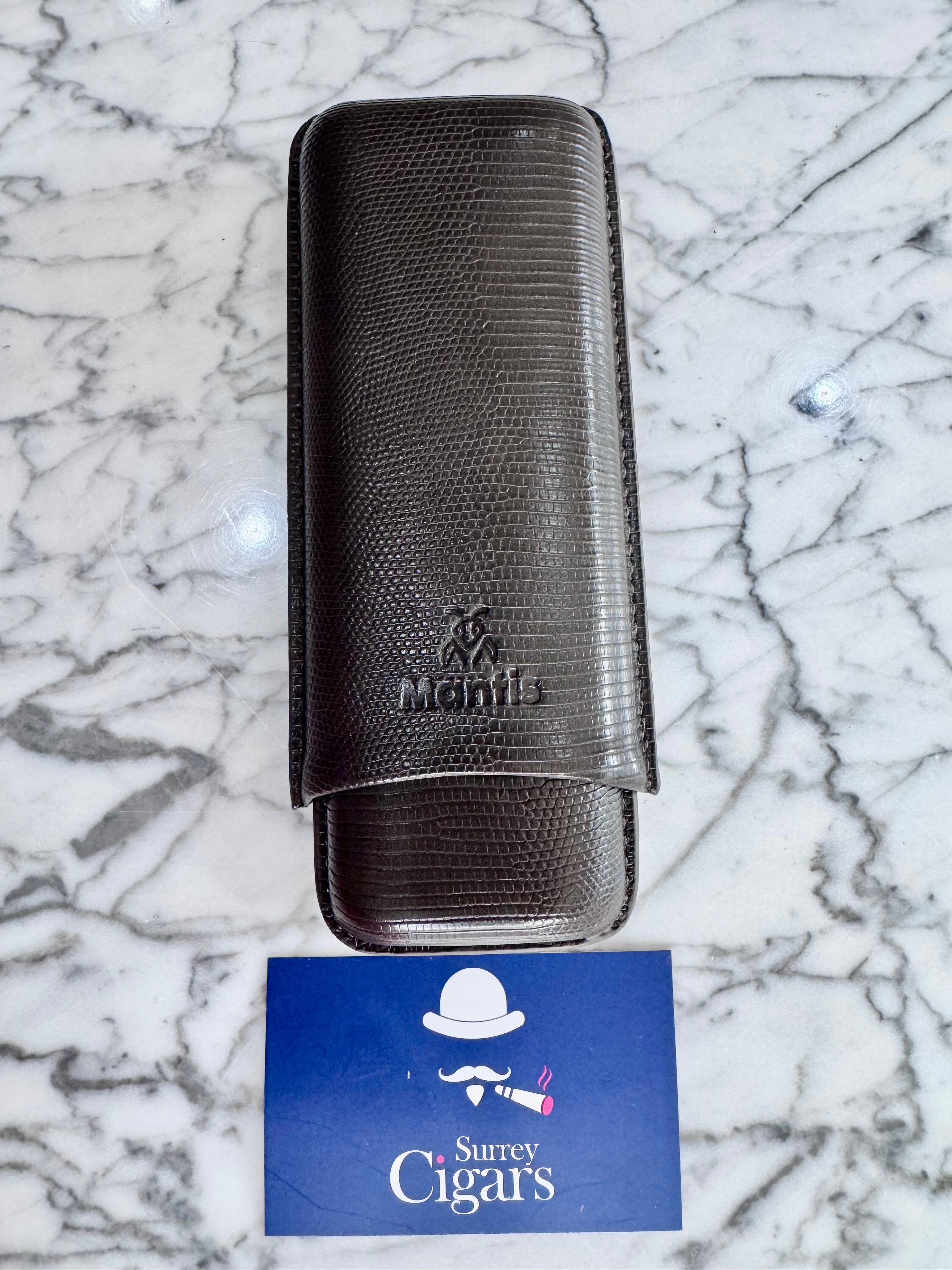 NeoCase Strata Case by Mantis® – Lizard-Skin Texture, 2 Cigar Case. Cacao, Forest, Navy, and Truffle, Pebble, Noir, Riviera
