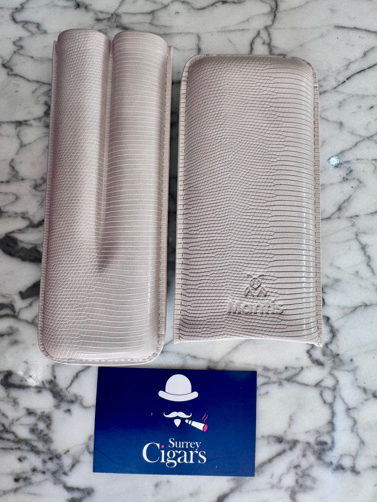 NeoCase Strata Case by Mantis® – Lizard-Skin Texture, 2 Cigar Case. Cacao, Forest, Navy, and Truffle, Pebble, Noir, Riviera
