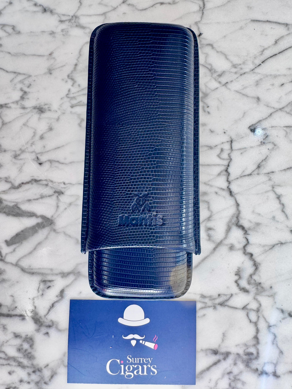 NeoCase Strata Case by Mantis® – Lizard-Skin Texture, 2 Cigar Case. Cacao, Forest, Navy, and Truffle, Pebble, Noir, Riviera