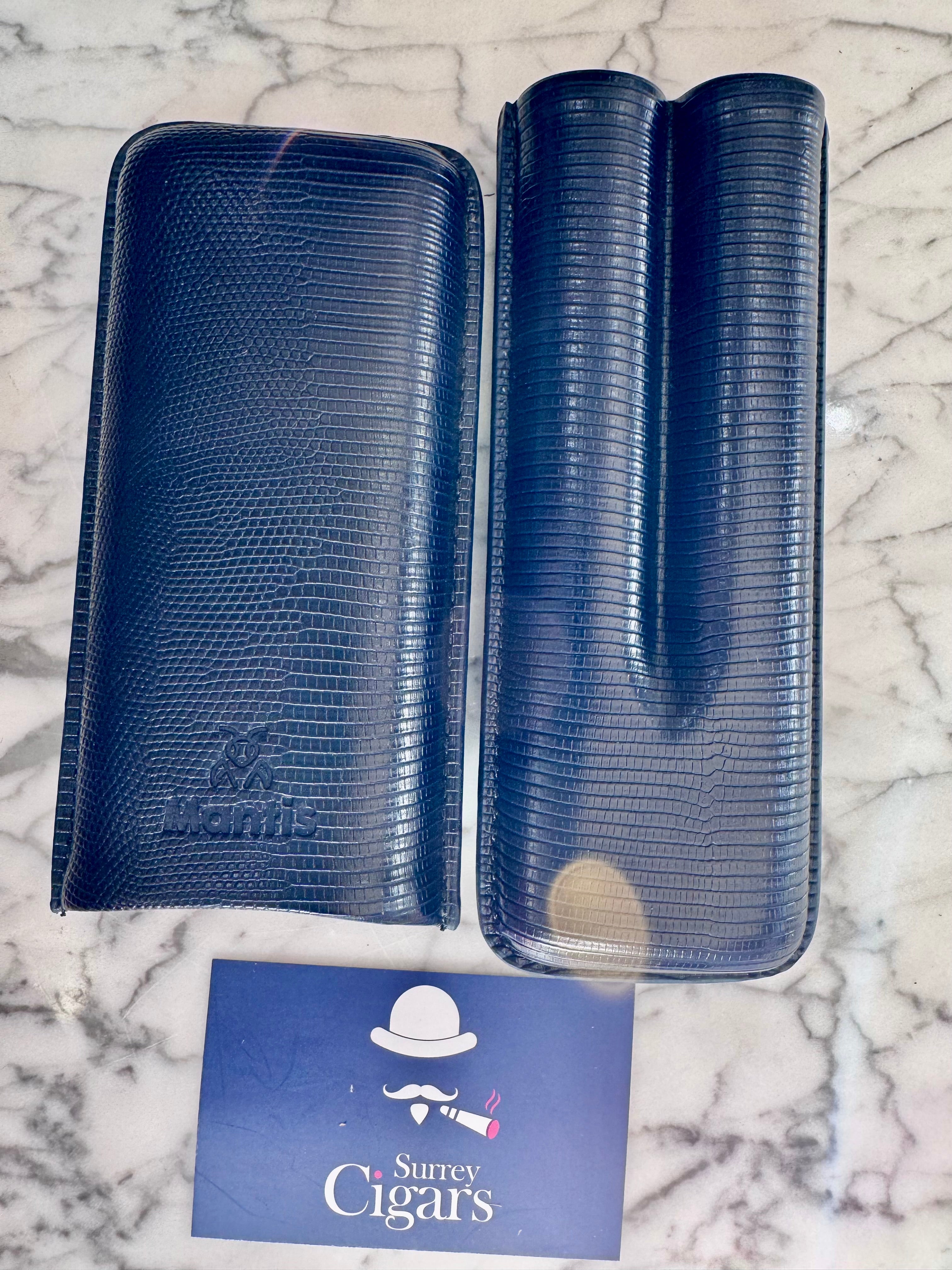 NeoCase Strata Case by Mantis® – Lizard-Skin Texture, 2 Cigar Case. Cacao, Forest, Navy, and Truffle, Pebble, Noir, Riviera
