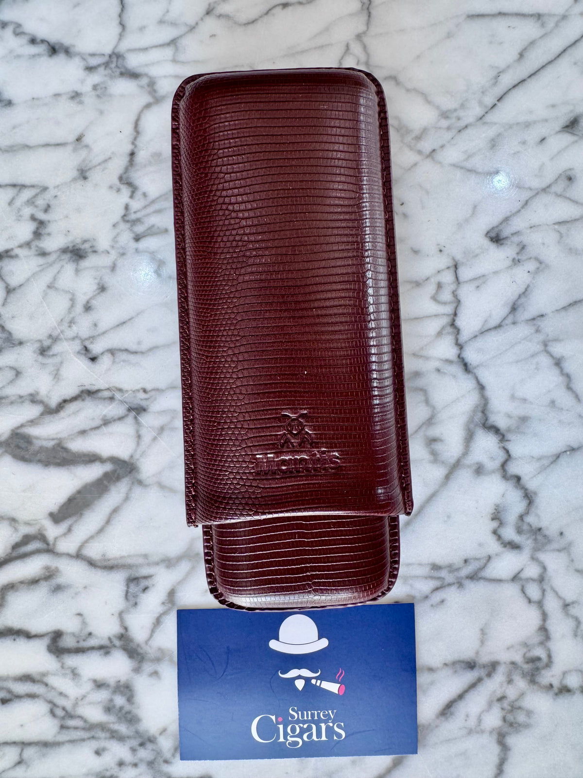 NeoCase Strata Case by Mantis® – Lizard-Skin Texture, 2 Cigar Case. Cacao, Forest, Navy, and Truffle, Pebble, Noir, Riviera