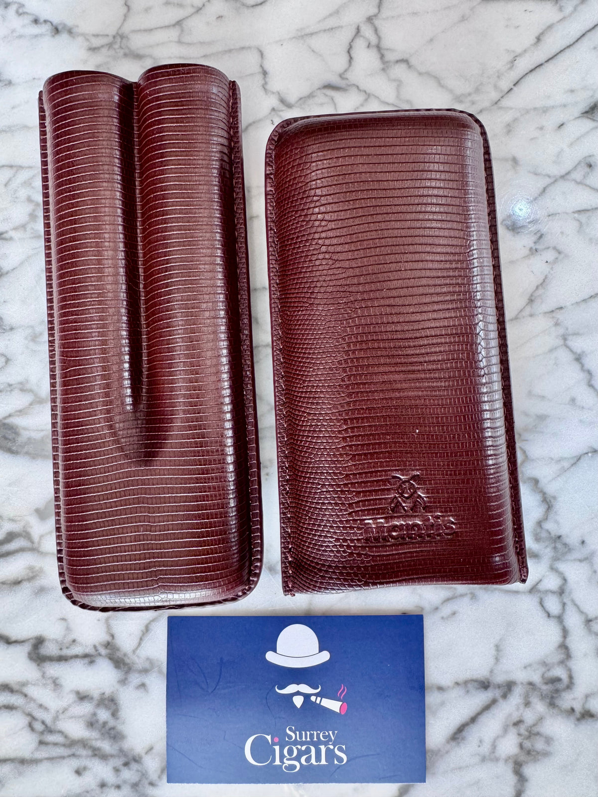 NeoCase Strata Case by Mantis® – Lizard-Skin Texture, 2 Cigar Case. Cacao, Forest, Navy, and Truffle, Pebble, Noir, Riviera