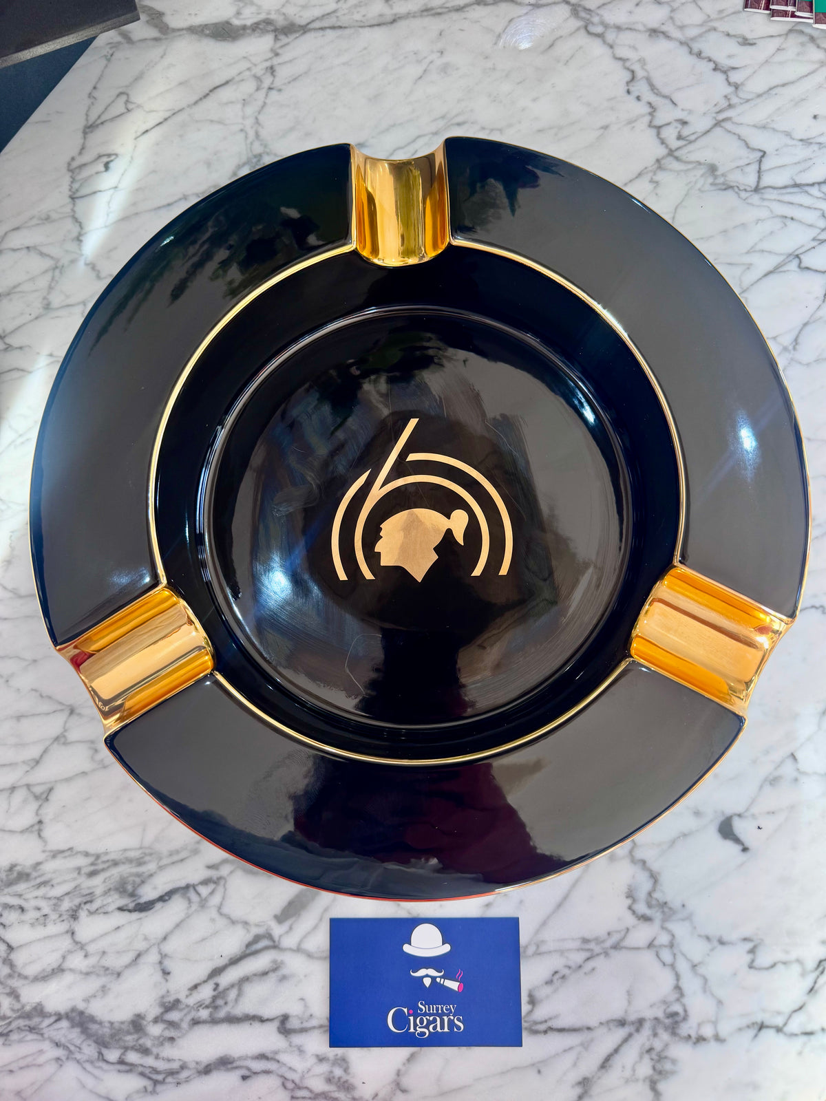 St DuPont Cohiba 60th  Anniversary XL  Black / Gold Ashtray Porcelain
