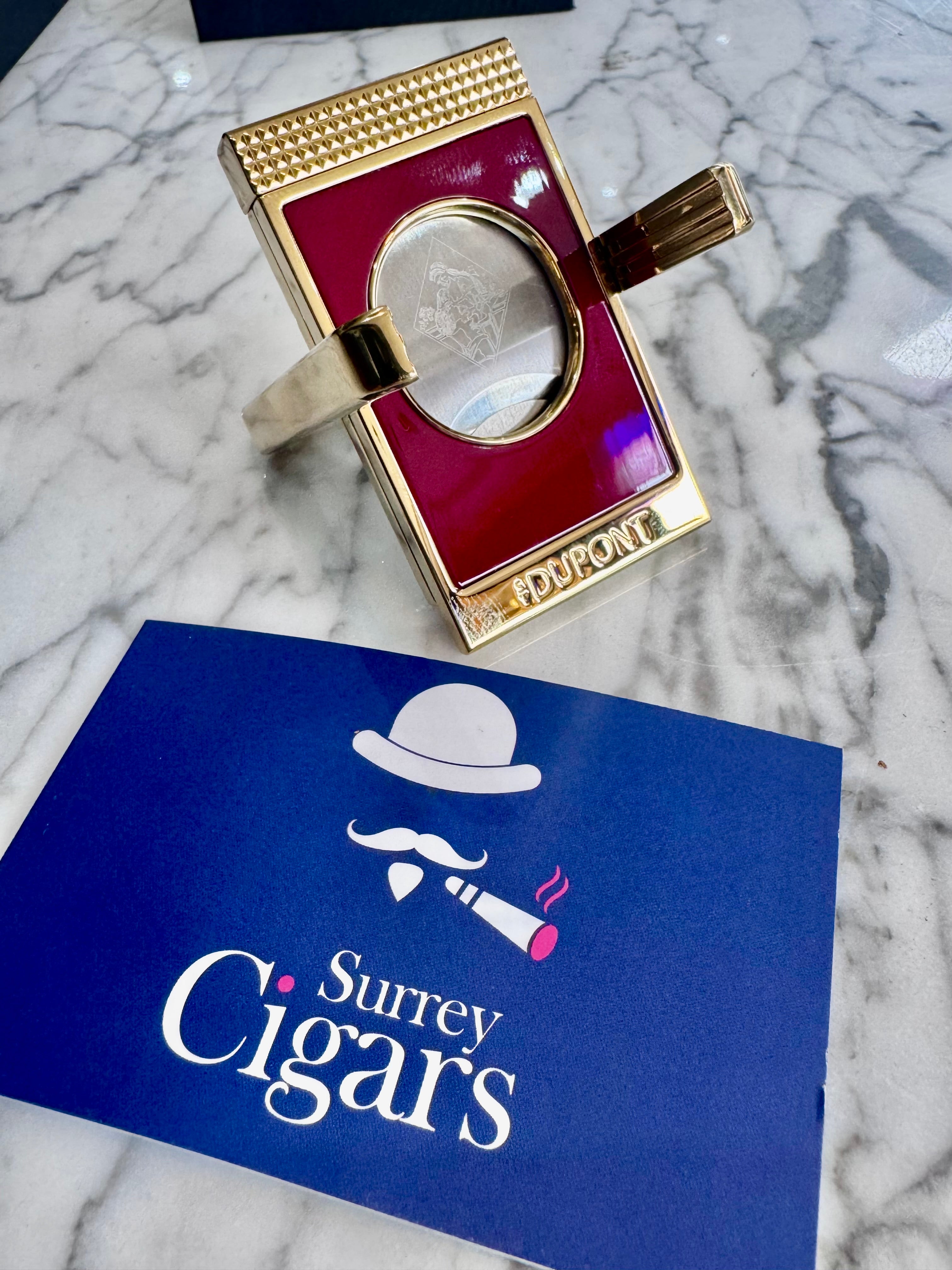 S.T. Dupont Cigar Cutter & Cigar stand Romeo y Julieta burgundy and White D-003550