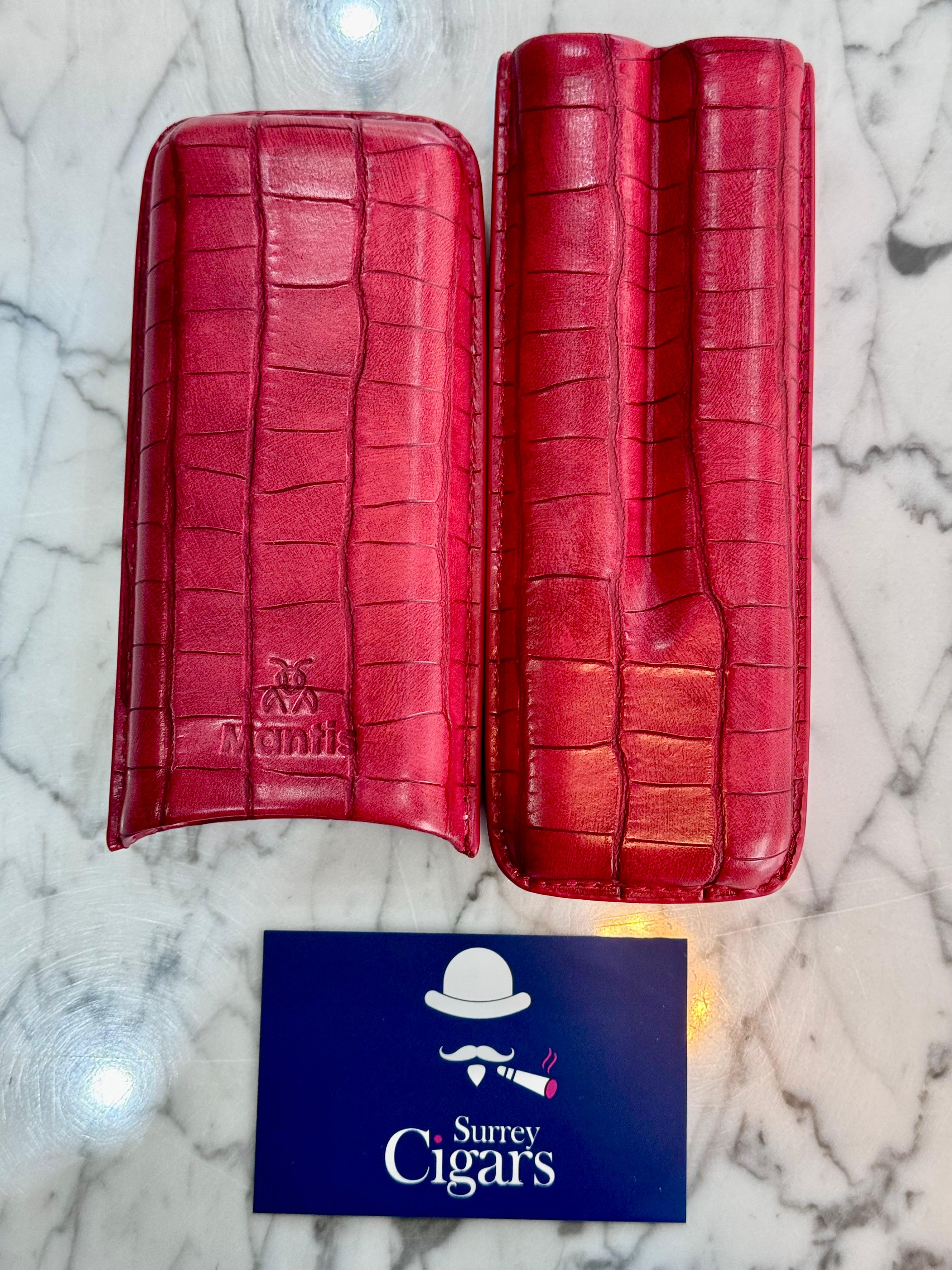 Mantis - NeoCase Croc Cigar Case for 2 Cigars  - Bordeaux