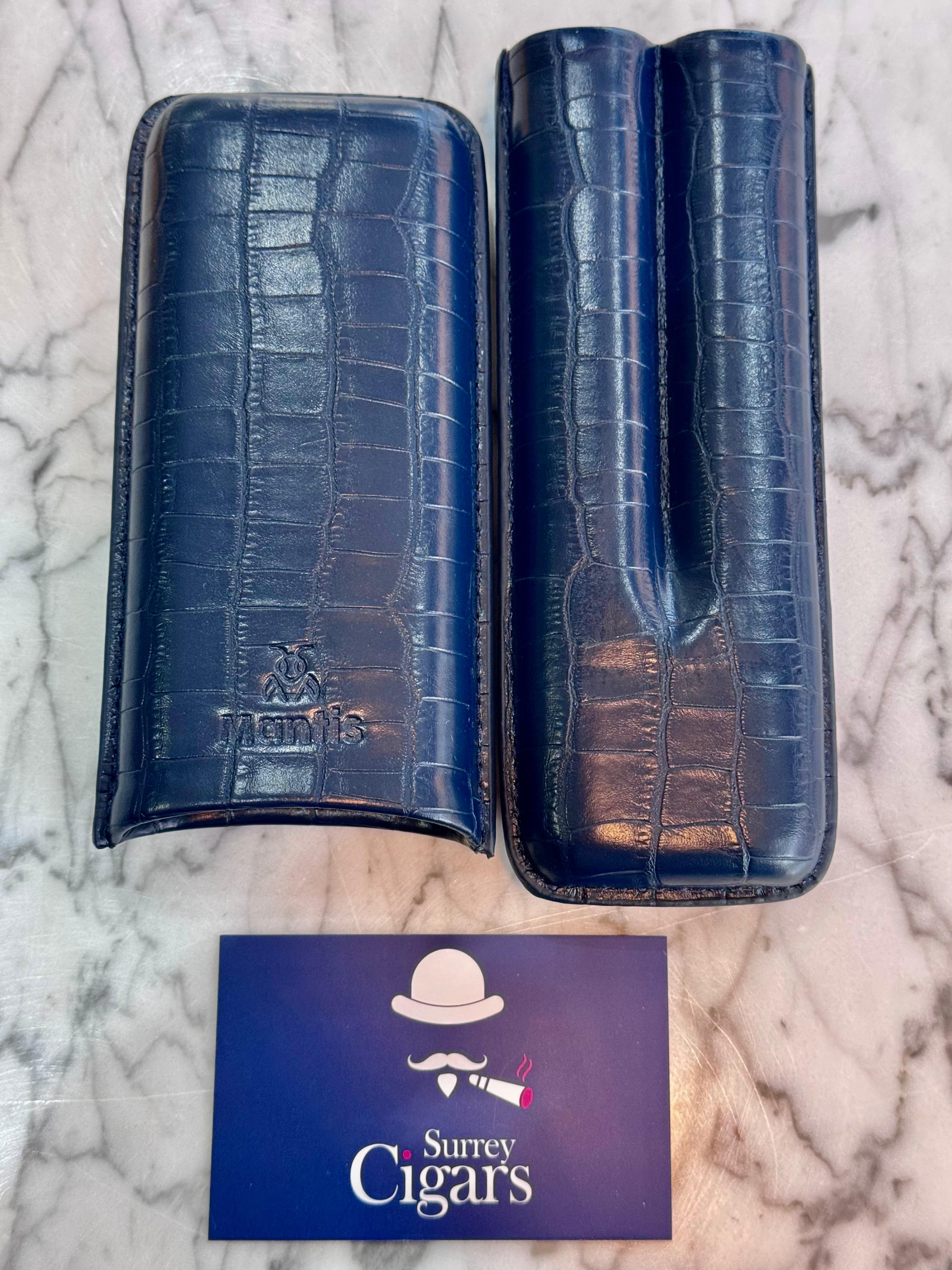 Mantis - NeoCase Croc Cigar Case for 2 Cigars - Navy Blue